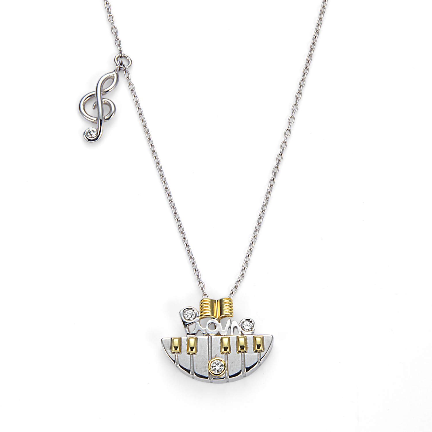 K18 舟形ピアノ ダイヤ ペンダント / K18 boat form piano diamond pendant