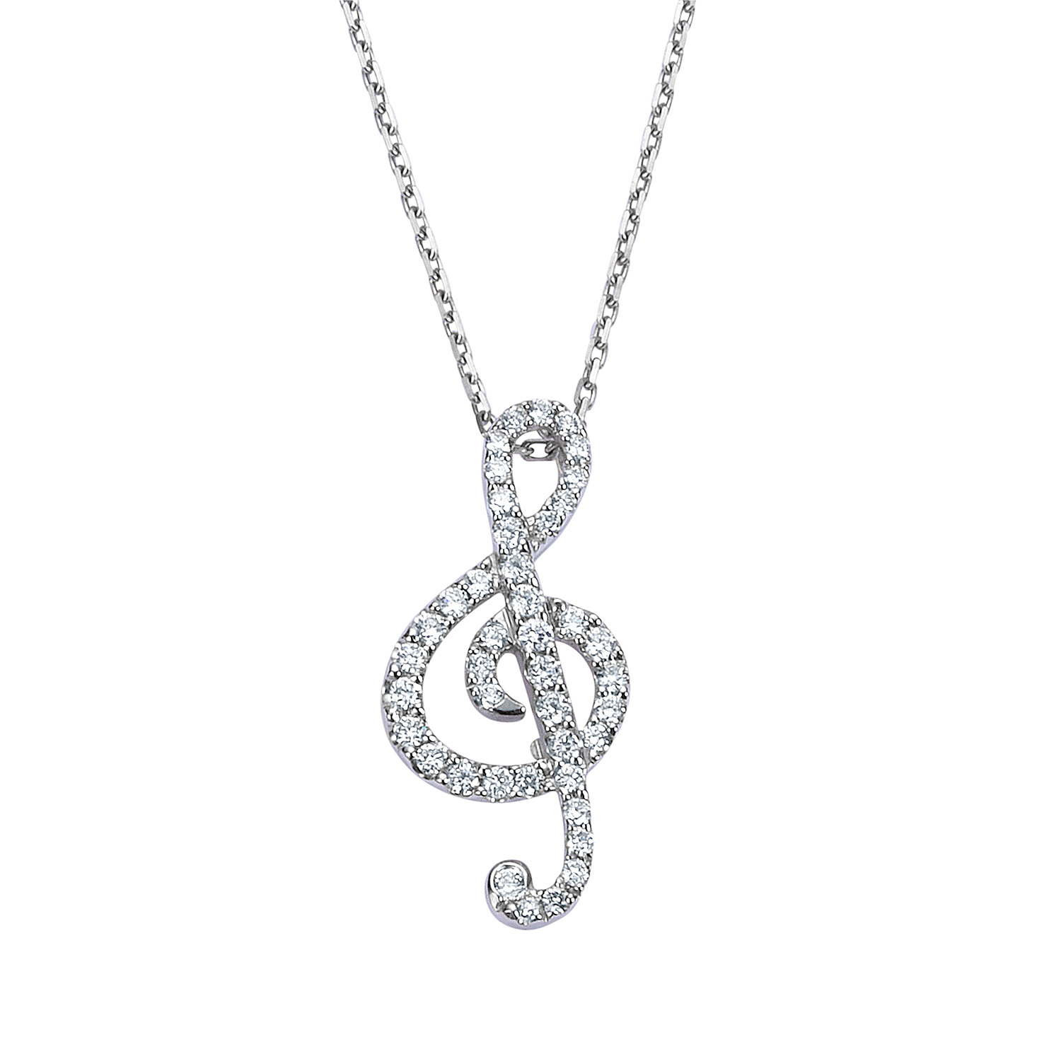 K10wg ダイヤ0.37ct ト音記号ペンダント / K10wg diamond0.37ct G clef pendant